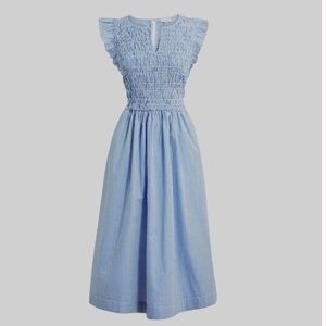 J Crew Striped Poplin Flutter Sleeve Dress